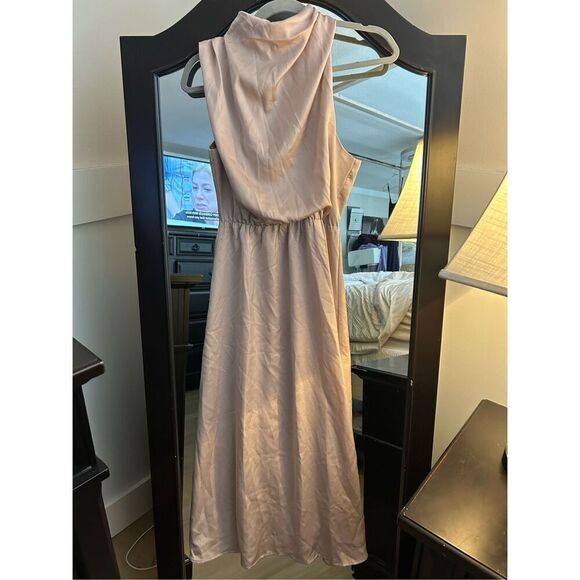 NEW Satin Dress Sleeveless Mock Neck Wedding Guest S - Picture 6 of 7